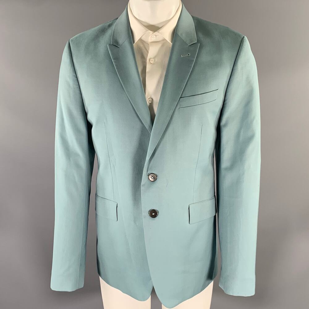 PS by PAUL SMITH Size 42 Turquoise Wool Mohair Notch Lapel Sport Coat
